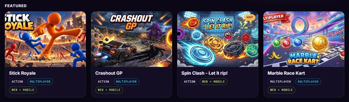TikPlay Launcher di Windows: game unggulan di pustaka game.